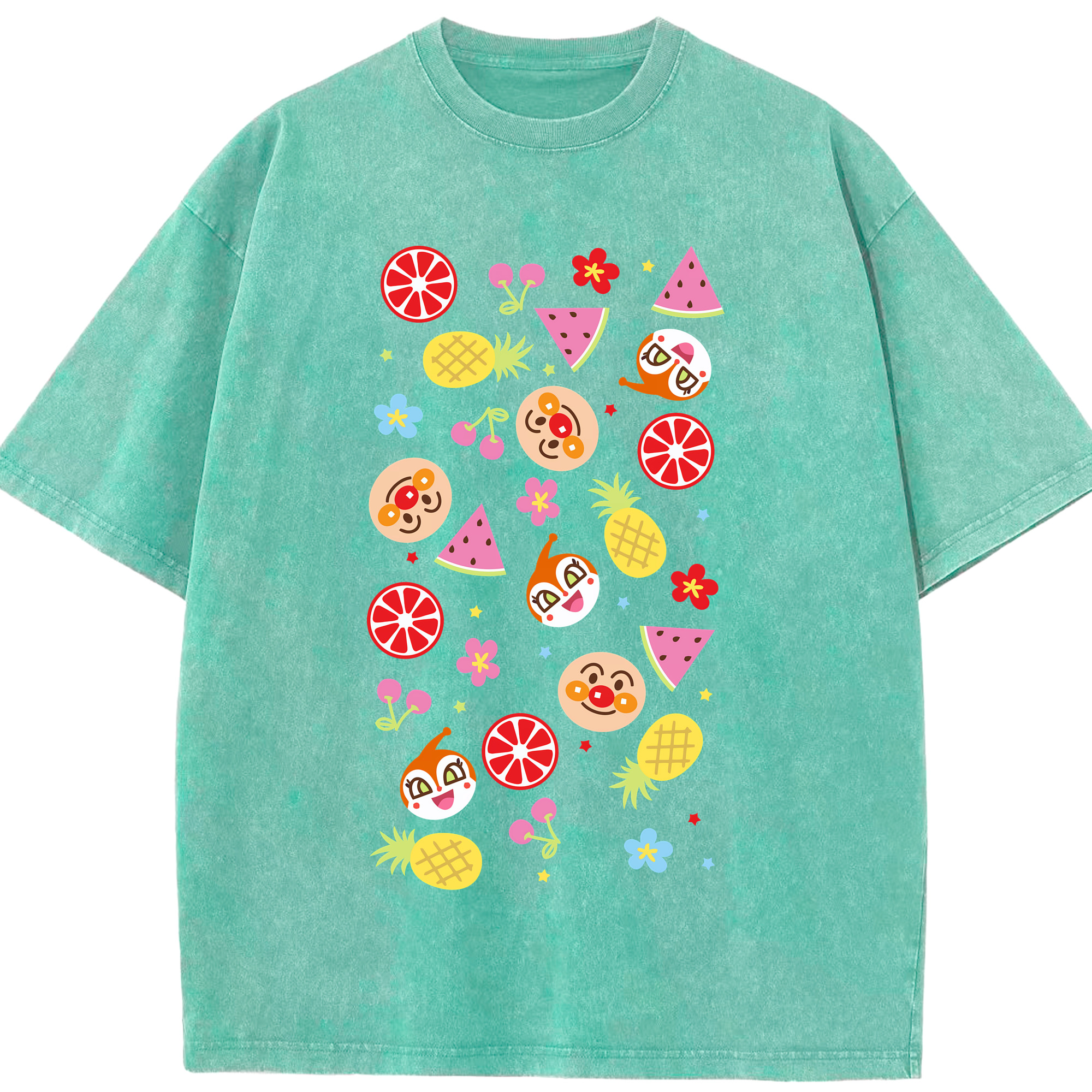 （画像用） アンパンマン Anpanman 綿100% ヴィンテージ風 半袖Tシャツ（フロントプリント）